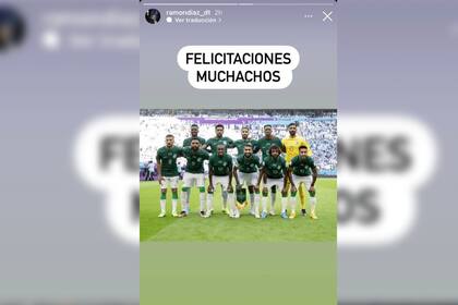 Ramón Díaz felicitó a Arabia Saudita por el triunfo (Foto Instagram @ramondiaz_dt)