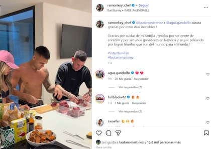 Ramón Guillén cocinó con Lautaro Martínez y Agustina Gandolfo