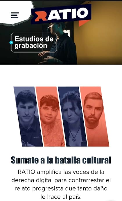 Ratio Oficial, el sitio de la Fundación Faro; la organización es dirigida por Agustín Laje, intelectual de la nueva derecha cercano a Javier Milei