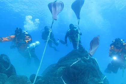 Recolección de materiales en el fondo del océano para reconvertirlo en el nuevo nylon.