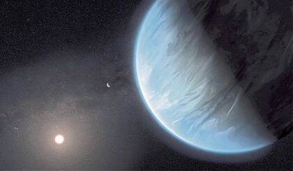 Reconstrucción artística de K2-18b, que está a 111 años luz de distancia