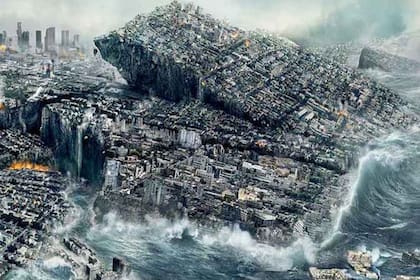 Recreación del fin del mundo en la tapa de la película "2012"