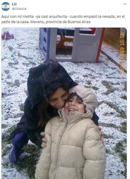 Recuerdo de la última nevada en Buenos Aires por parte de un usuario de X