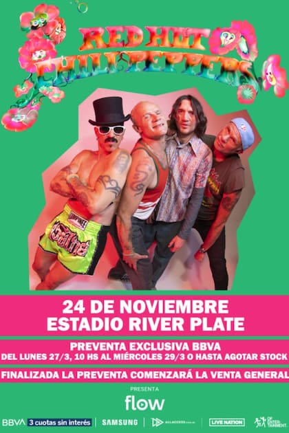 Red Hot Chili Peppers, con su formación original, tocará en River el próximo 24 de noviembre