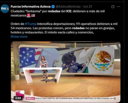 Redadas de ICE aumentan por política migratoria de Donald Trump. X / Fuerza Informativa Azteca