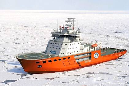 El rompehielos Alexander Sannikov se unió a la búsqueda de los pescadores con un reflector gigante y visores nocturnos