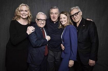Reencuentro del director Martin Scorsese y el elenco de Taxi Driver en 2016 con motivo del 40 aniversario del estreno de la película