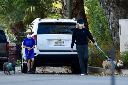 Reese Witherspoon y su hijoTennessee James, paseando a los caninos de la familia