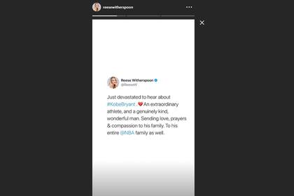 Reese Witherspoon y sus palabras para la familia de Kobe