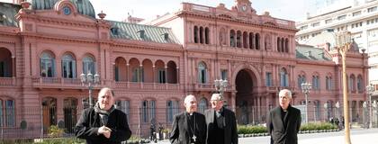 Referentes de la Iglesia a la salida de la reunión con Mauricio Macri, a fines de agosto