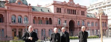 Referentes de la Iglesia a la salida de la reunión con Mauricio Macri, a fines de agosto