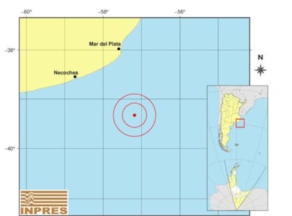 Registro del sismo que sacudió hoy a Mar del Plata