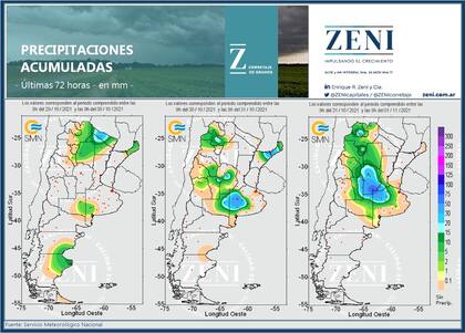 Registros de las últimas lluvias