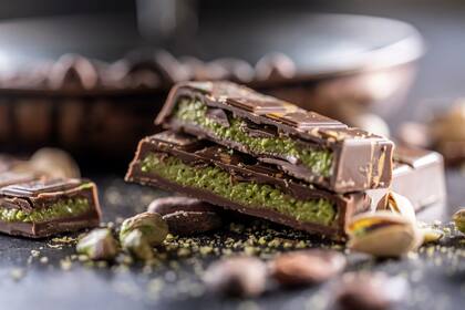 Relleno de pistacho e hilos crocantes del hoy icónico chocolate Dubái