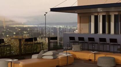 Render de la terrazas del hotel Hilton que abrirá en la ciudad de Mendoza