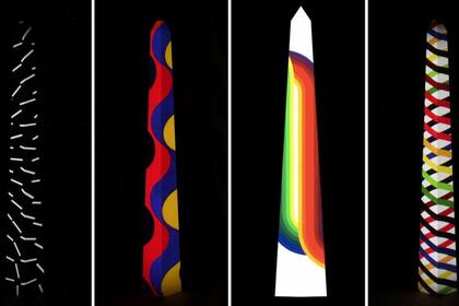 Render de obras de Le Parc proyectadas sobre el Obelisco