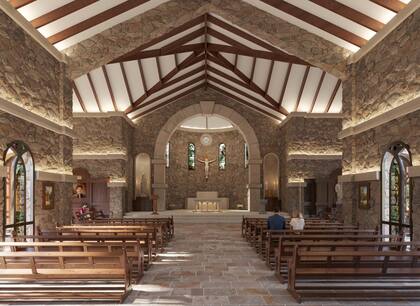 Render del interior de la capilla dedicada a Carlo Acutis