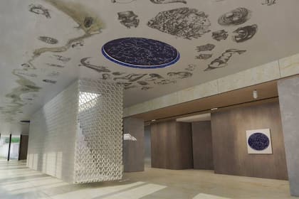 Render del mural de Adriana Bustos que se inaugurará en agosto