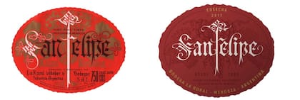 Renovación de la etiqueta de San Felipe Caramañolas realizada por Panco Sassano sobre la obra original de Alejandro Sirio