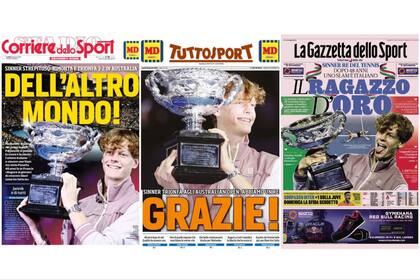 Repercusiones del triunfo de Jannik Sinner en las portadas de los diarios italianos