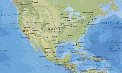 Reporte oficial de los temblores ocurridos en EE.UU. durante las ltimas horas