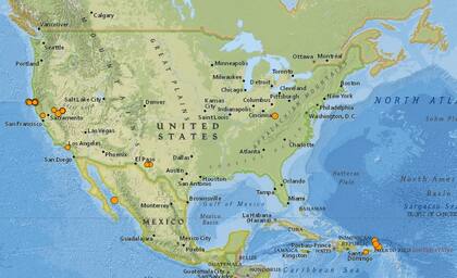 Reporte oficial de los temblores ocurridos en EE.UU. durante las últimas horas