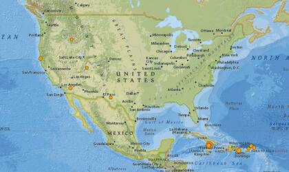 Reporte oficial de los temblores ocurridos en EE.UU. durante las últimas horas