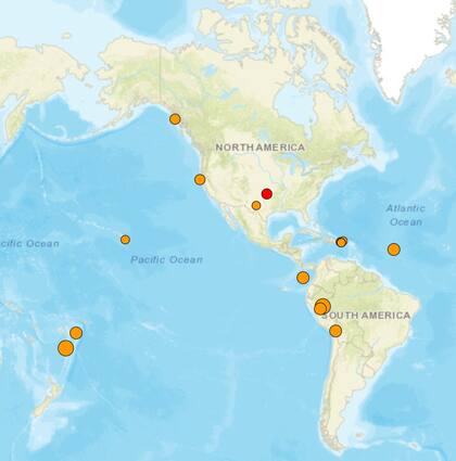 Reporte oficial de los temblores ocurridos en EE.UU. durante las últimas horas