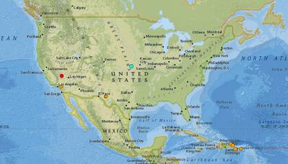 Reporte oficial de los temblores ocurridos en EE.UU. durante las últimas horas
