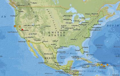 Reporte oficial de los temblores ocurridos en EE.UU. durante las últimas horas