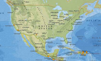 Reporte oficial de los temblores ocurridos en EE.UU. durante las últimas horas