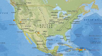 Reporte oficial de los temblores ocurridos en EE.UU. durante las últimas horas