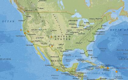 Reporte oficial de los temblores ocurridos en EE.UU. durante las últimas horas