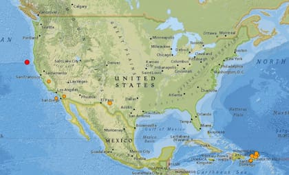 Reporte oficial de los temblores ocurridos en EE.UU. durante las últimas horas