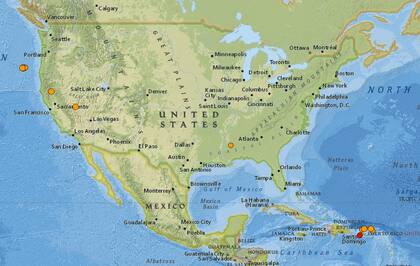 Reporte oficial de los temblores ocurridos en EE.UU. durante las últimas horas