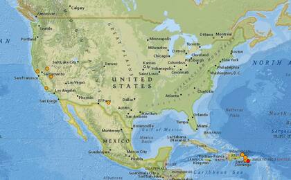 Reporte oficial de los temblores ocurridos en EE.UU. durante las últimas horas