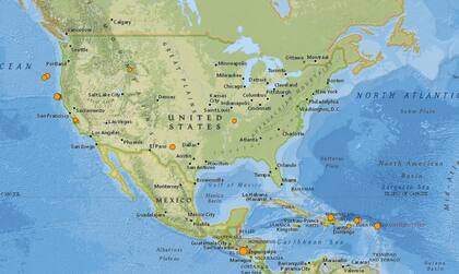 Reporte oficial de los temblores ocurridos en EE.UU. durante las últimas horas