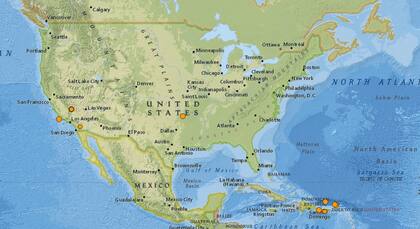 Reporte oficial de los temblores ocurridos en EE.UU. durante las últimas horas