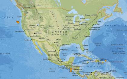 Reporte oficial de los temblores ocurridos en EE.UU. durante las últimas horas