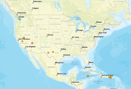 Reporte oficial de los temblores ocurridos en EE.UU. durante las últimas horas
