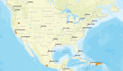 Reporte oficial de los temblores ocurridos en EE.UU. durante las últimas horas
