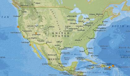 Reporte oficial de los temblores ocurridos en EE.UU. durante las últimas horas