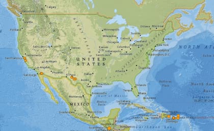 Reporte oficial de los temblores ocurridos en EE.UU. durante las últimas horas