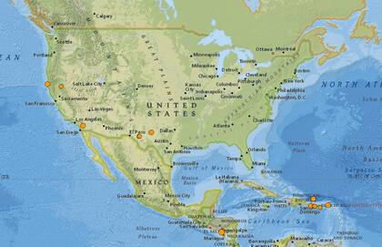 Reporte oficial de los temblores ocurridos en EE.UU. durante las últimas horas