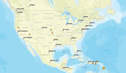 Reporte oficial de los temblores ocurridos en EE.UU. durante las últimas horas