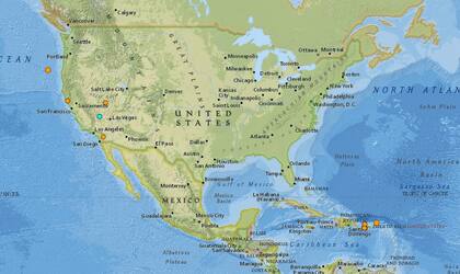 Reporte oficial de los temblores ocurridos en EE.UU. durante las últimas horas
