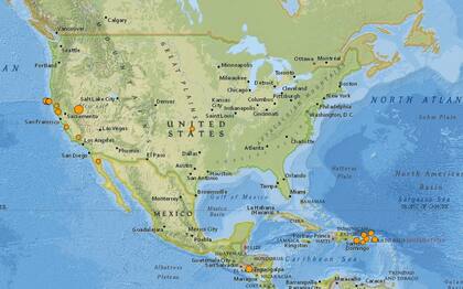 Reporte oficial de los temblores ocurridos en EE.UU. durante las últimas horas