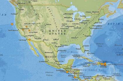 Reporte oficial de los temblores ocurridos en EE.UU. durante las últimas horas