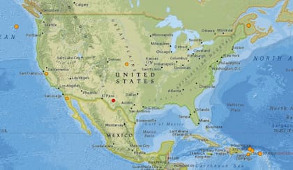Reporte oficial de los temblores ocurridos en EE.UU. durante las últimas horas