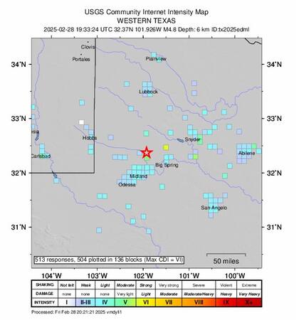 Reportes de personas que sintieron el temblor de Texas